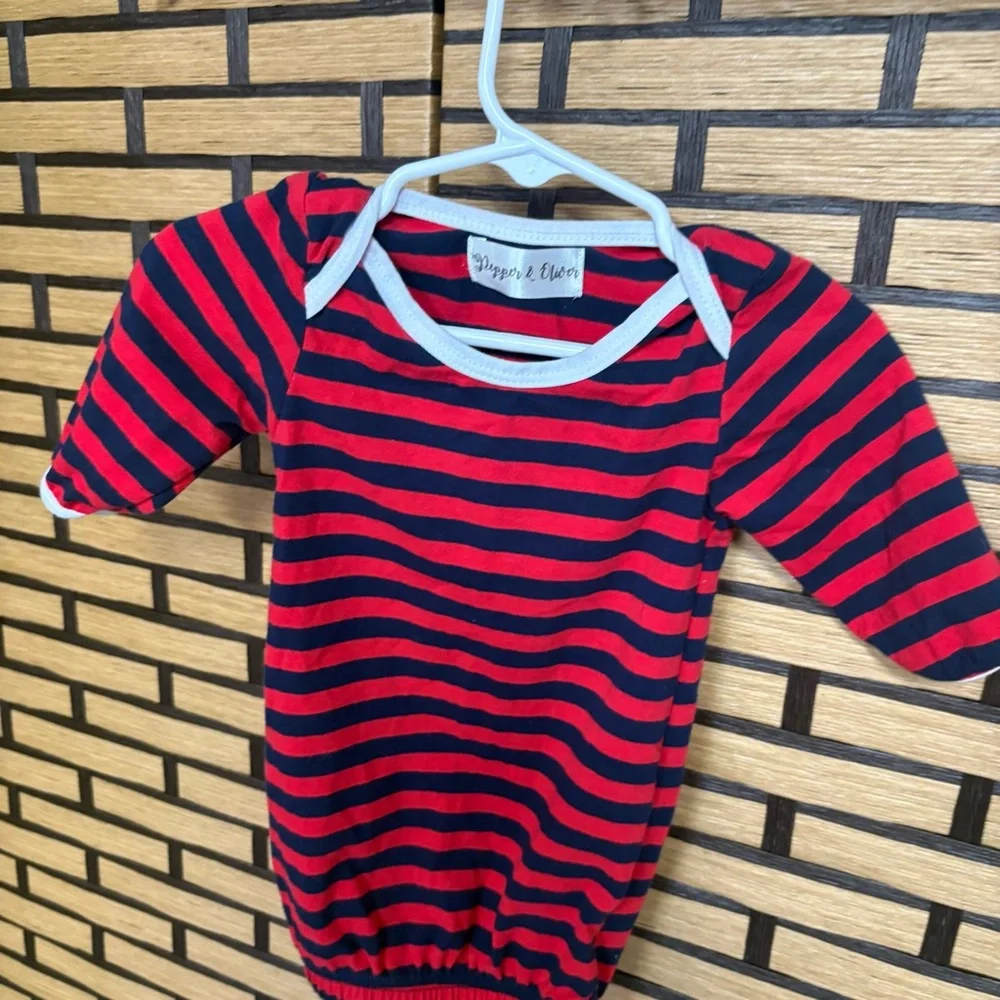Pepper & Oliver Red And Blue Stripe Sleeper‎ Size Newborn